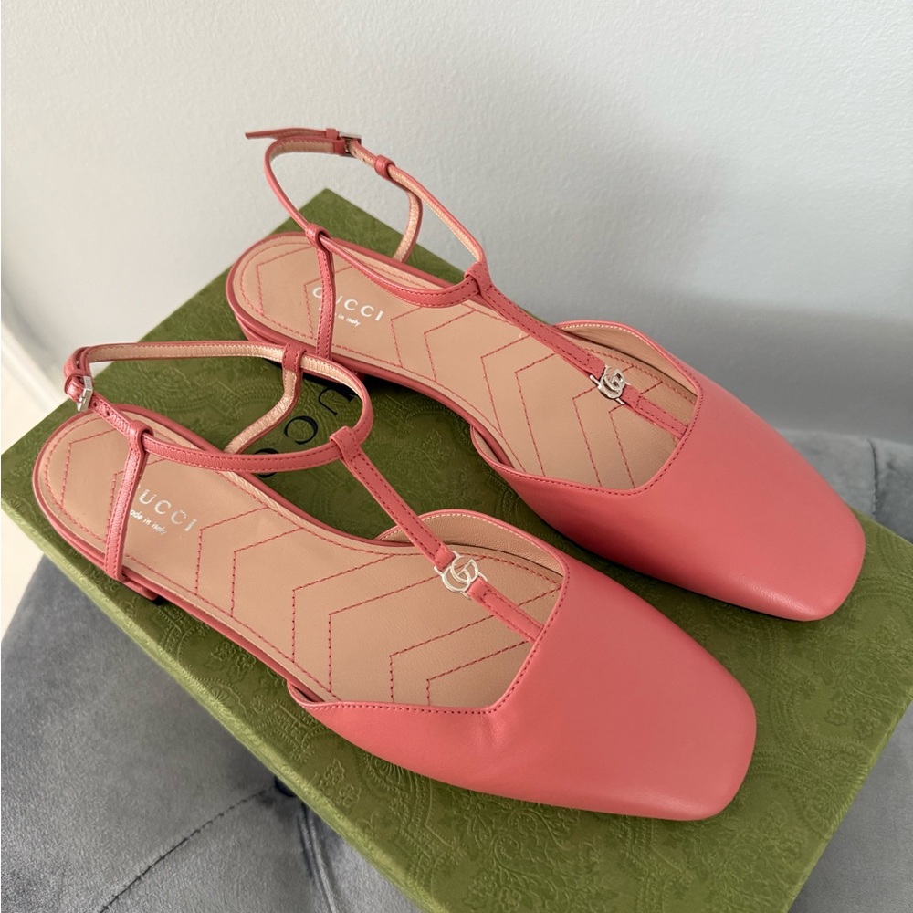 GUCCI Marmont Heel Size 38.5 US 8.5 T-Strap pink - Picture 8 of 9